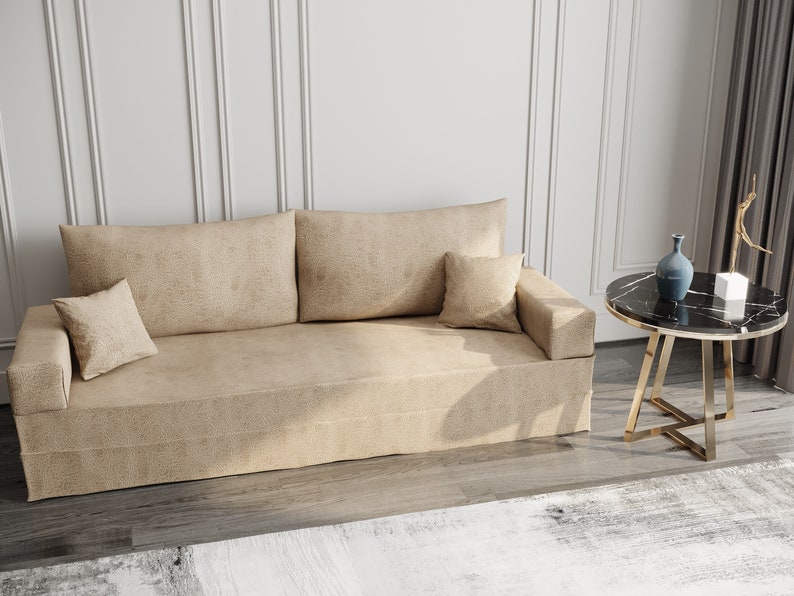 Transformable Arabic Floor Sofa Bed, Foam Filled, Washable Covers image 1