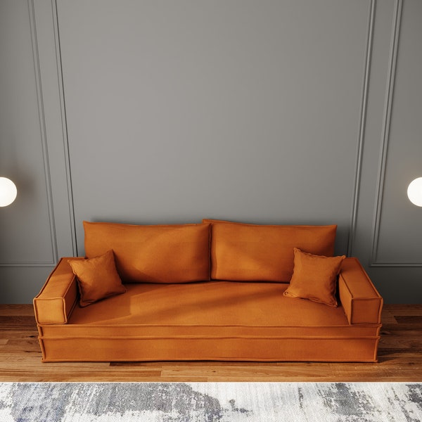 75 ""große Bodenkissen Couch mit waschbaren Bezügen - Benutzerdefinierte Größen - Farben und Stoffe - Yoga Meditation Bodenbett."