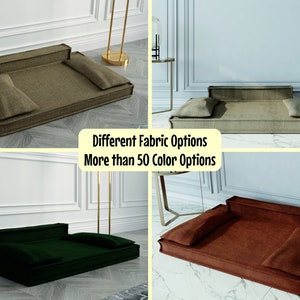 Custom Dog Bed with Removable Backrest | Washable Dog Sofa in 50+ Colors | Personalized Pet Bed with Velcro Pillows & Foam Options