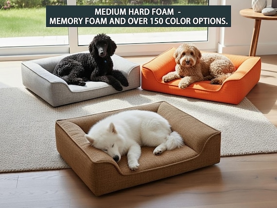 Rectangular Washable Pet Bed With Memory Foam Options