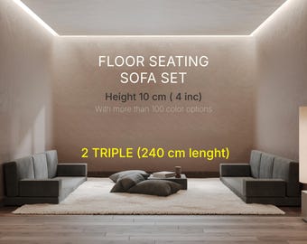 Floor Sofa Set | Modular Seating with Ottoman, Washable Covers
