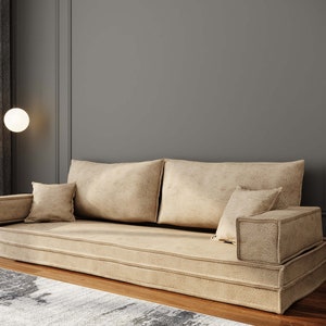 Multifunctional Reading Corner Sofa, Velvet Large Floor Cushion, Pouf Ottoman for Relaxation, Adult Bean Bag Chair & Footrest Chair