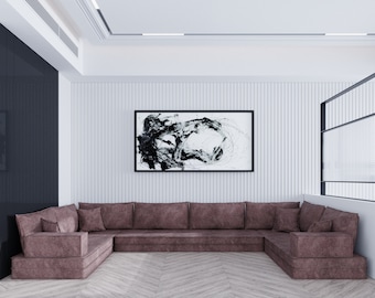 Bankstel U-vormige vloer – aanpasbare hoogte, verwijderbare hoezen