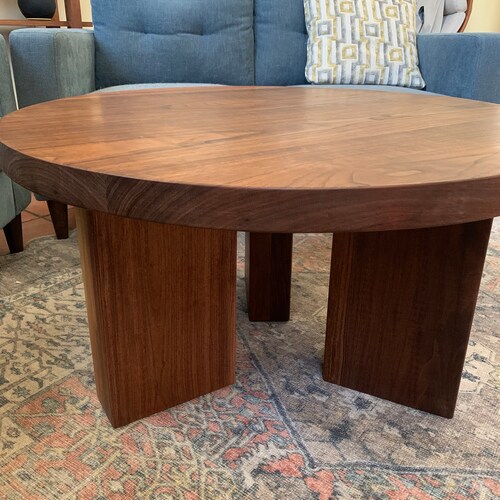 Modern Wood Creative Round Coffee Table With Chunky Arms Etsy