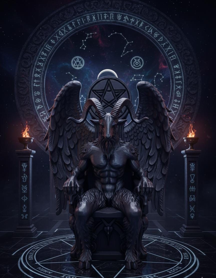 Black Baphomet Statue, Occult Sabbath Idol, Wicca and Satanic Altar ...