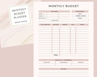 Digital månadsbudgetplanerare 2022-2023