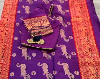 Pure organza handloom Chanderi  saree for wedding, festivals, party