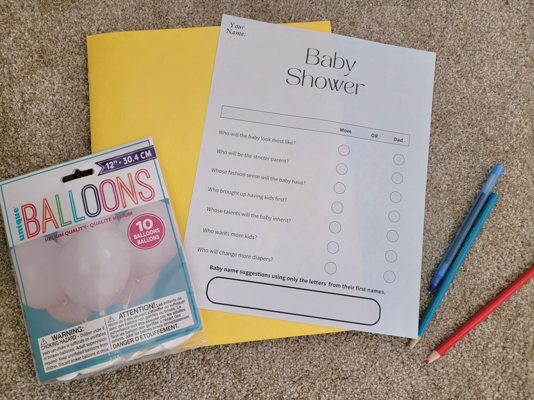 Baby Shower Survey Baby Shower Game Ideas Gender Neutral Etsy