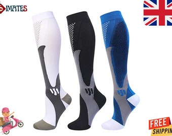 Running Hommes Femmes Chaussettes De Compression Pour Le Football Anti-fatigue Soulagement De La Douleur 20-30 mmHg Chaussettes De Compression Noires Pour Chaussettes De Sport