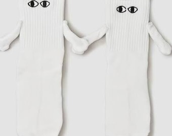 1 par de calcetines divertidos para parejas, calcetines magnéticos, calcetines para sujetar la mano, calcetines 3D para parejas, calcetines novedosos para lucir dibujos animados