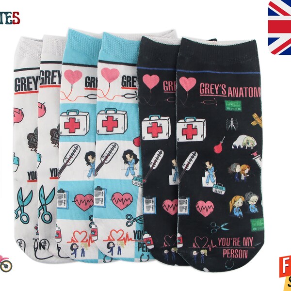 Doctor Nurse Print Grey's Anatomy Cotton Happy Socks - Casual, Creative, Soft & Comfortable Novelty Fans Gifts