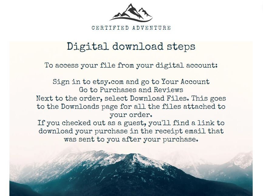 Yorkshire Three Peaks Challenge Certificate Digital Download Instant