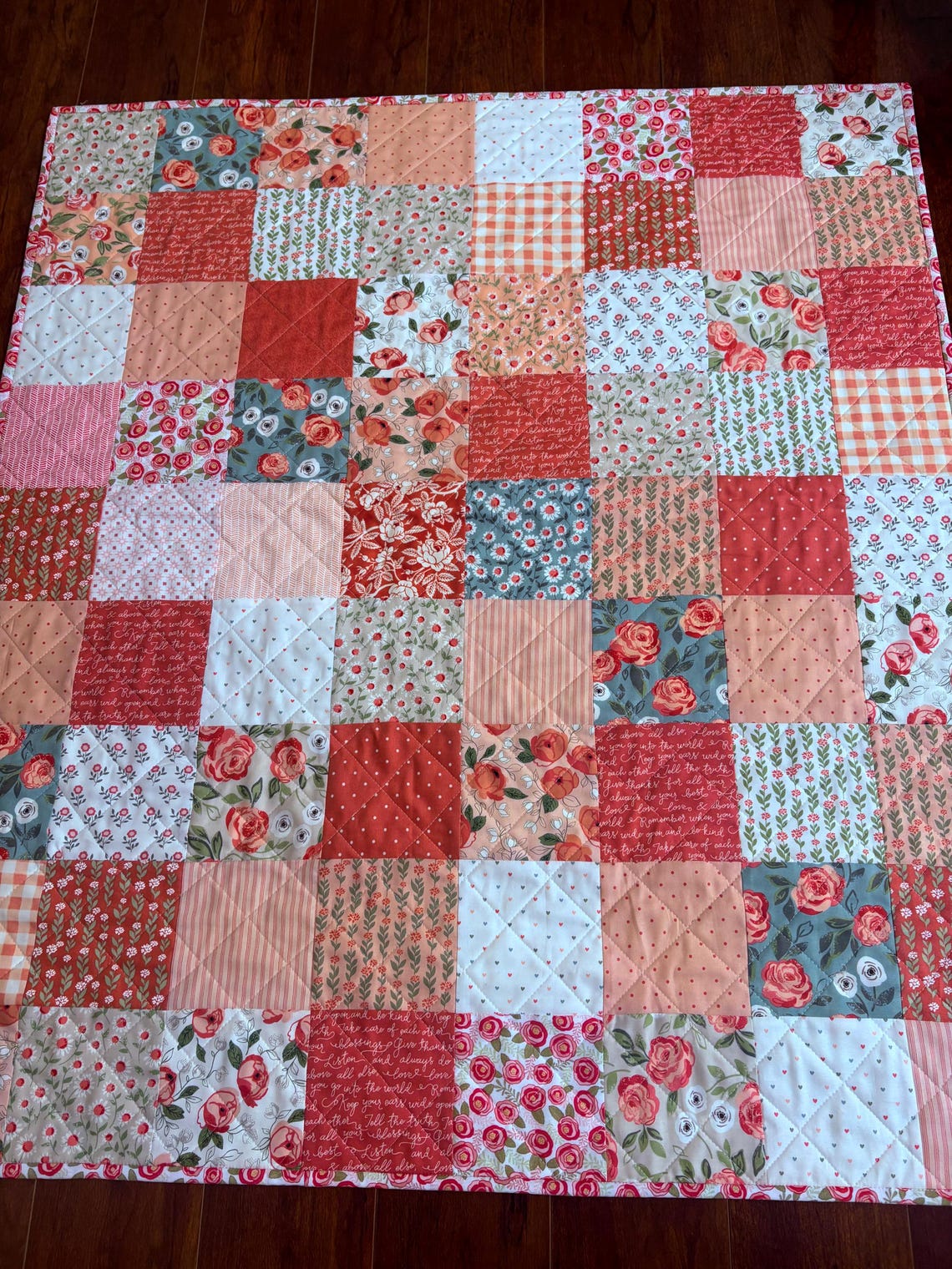 Handmade Patchwork Baby Girl Quilt, Pink Floral Nursery Decor - Etsy