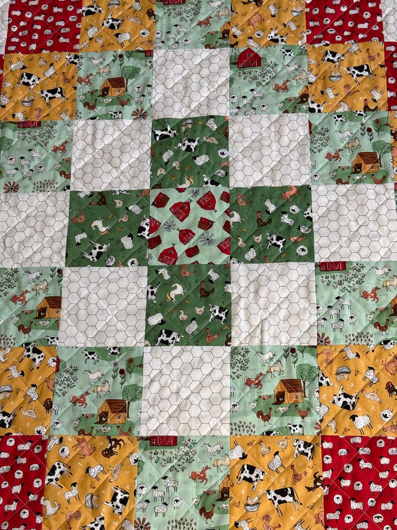 Handmade Patchwork, Farm Baby Quilt - Etsy