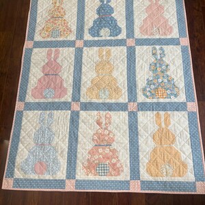 gender neutral baby quilt, handmade baby quilt, bunny quilt, baby shower gift, baby gift, crib quilt, toddler quilt, keepsake quilt