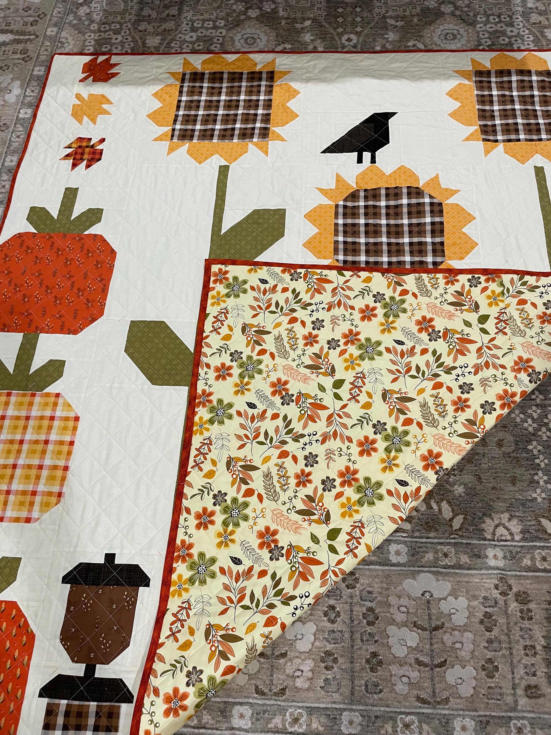 Fall Quilt, Handmade Fall Quilt, Pumpkin Quilt, Sunflower Quilt, Home ...