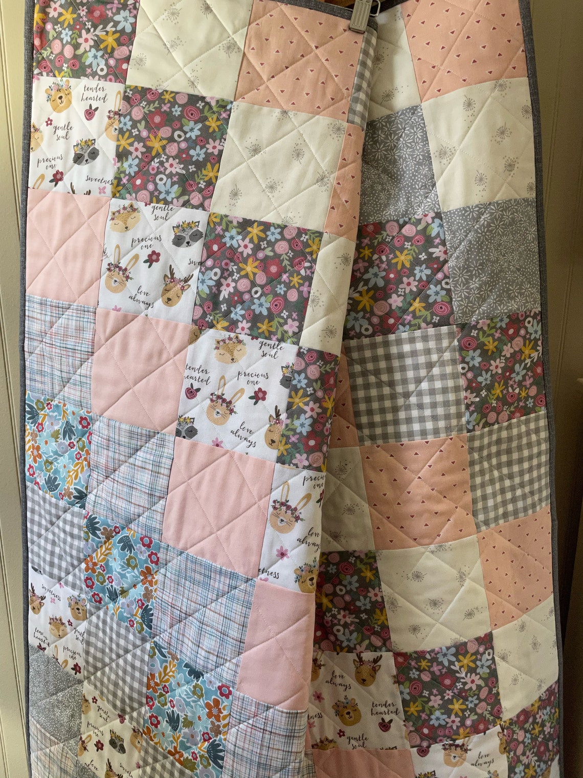 Boho Baby Quilt, Baby Girl Quilt, Handmade Baby Quilt, Keepsake Baby Quilt, Toddler Quilt, Pink