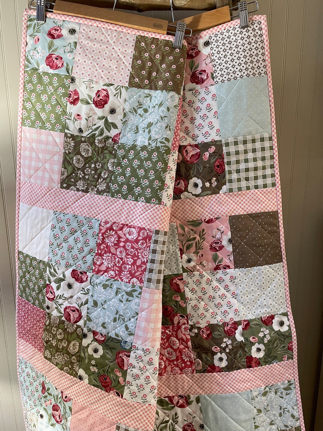 Floral Baby Quilt, Baby Girl Quilt, Modern Baby Quilt, Handmade Baby Quilt, Keepsake Baby Quilt