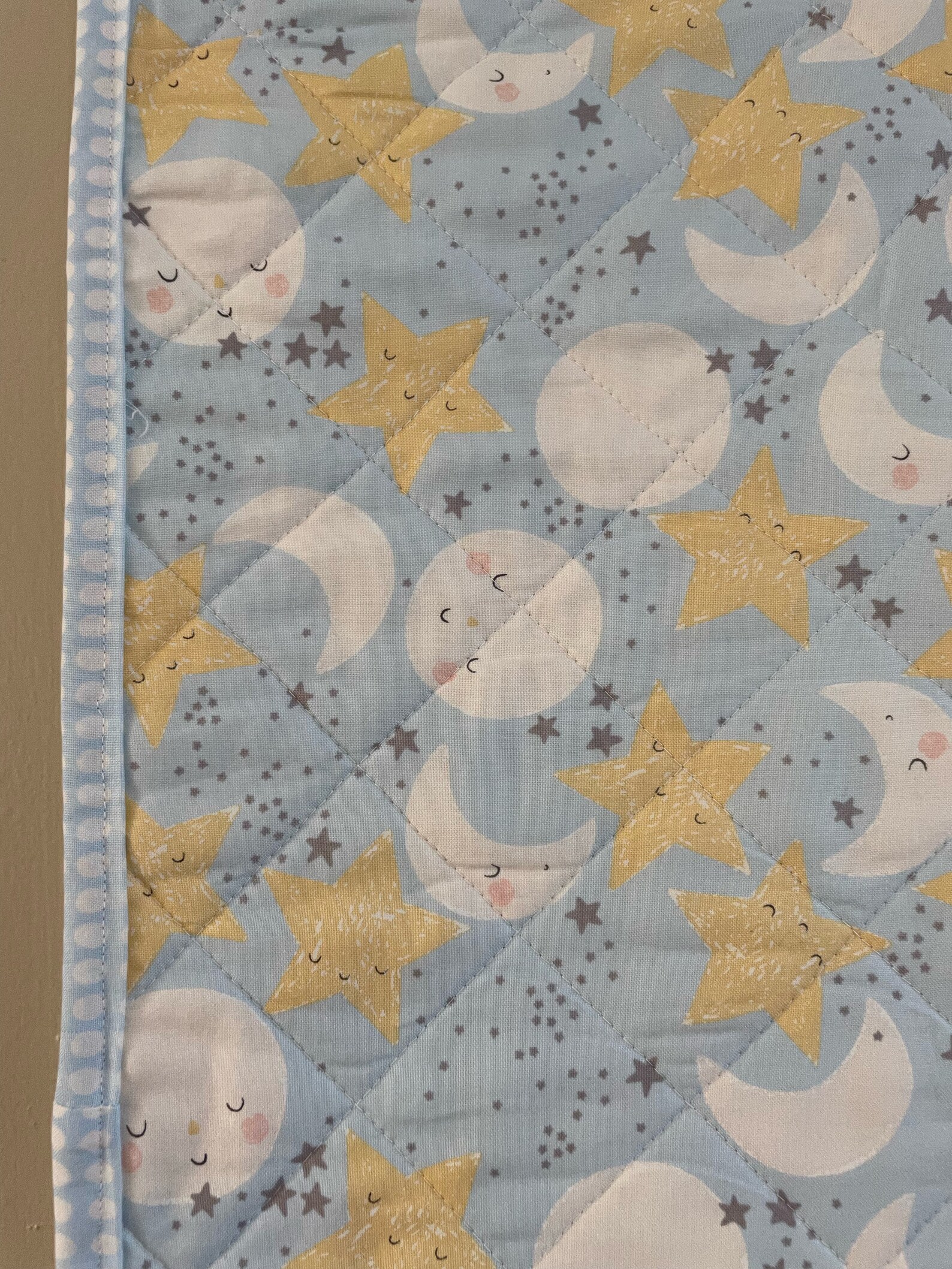 Moon and Stars Quilt, Baby Bear Quilt, Handmade Baby Quilt, Gender