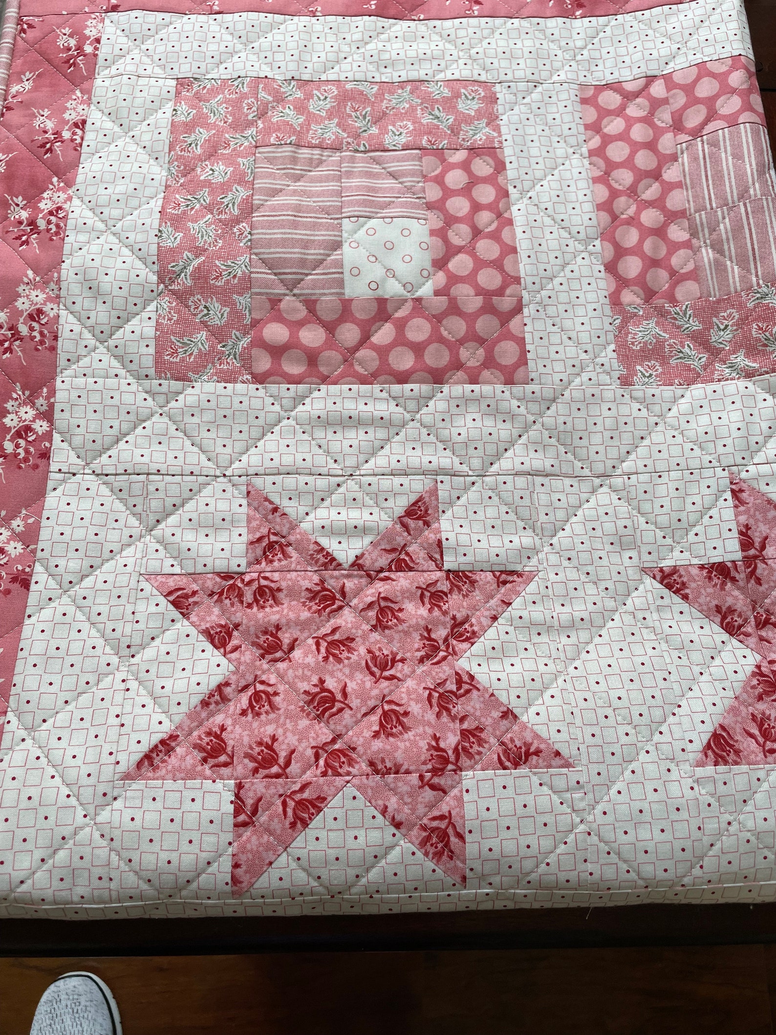Baby Pink Patchwork and Star Quilt/baby Pink Quilt/baby Star Quilt