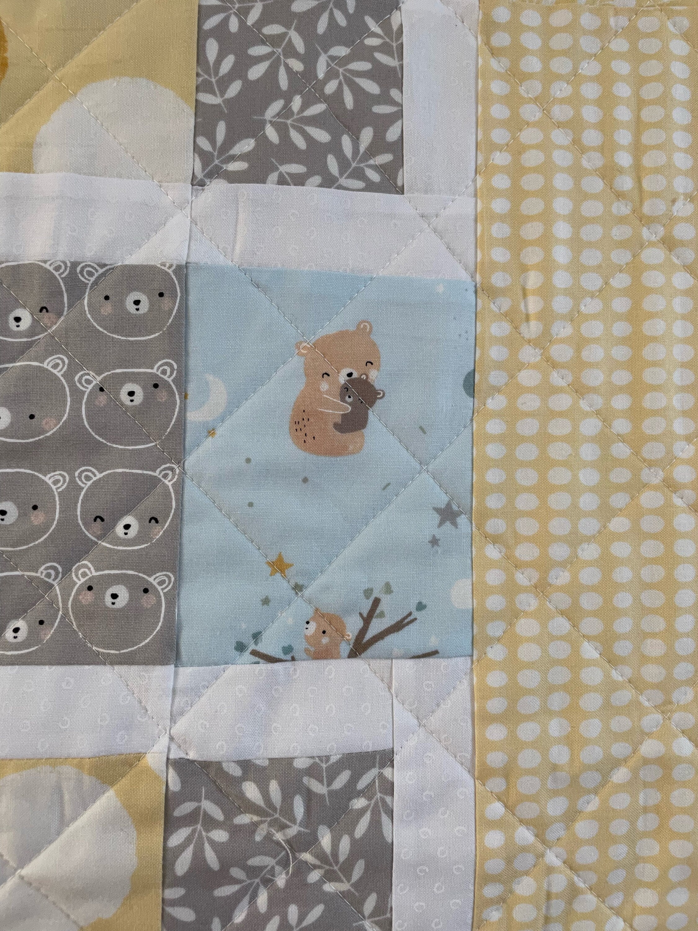 Moon and Stars Quilt, Baby Bear Quilt, Handmade Baby Quilt, Gender