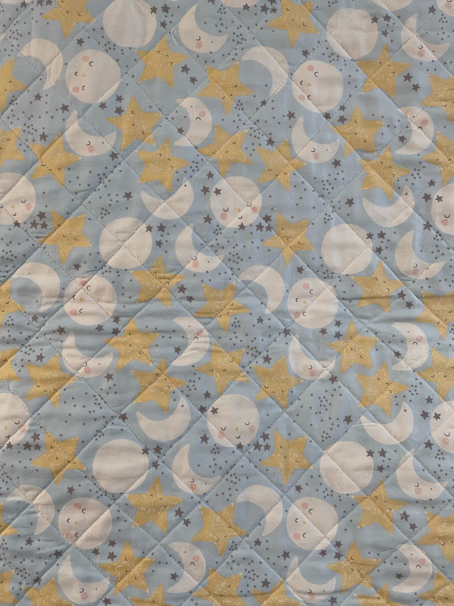 Moon and Stars Quilt, Baby Bear Quilt, Handmade Baby Quilt, Gender