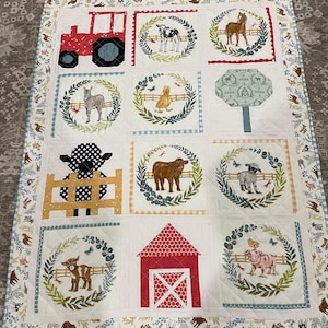gender neutral quilt, handmade baby quilt, toddler quilt, farm quilt, baby shower gift, baby gift, animal baby quilt, crib quilt