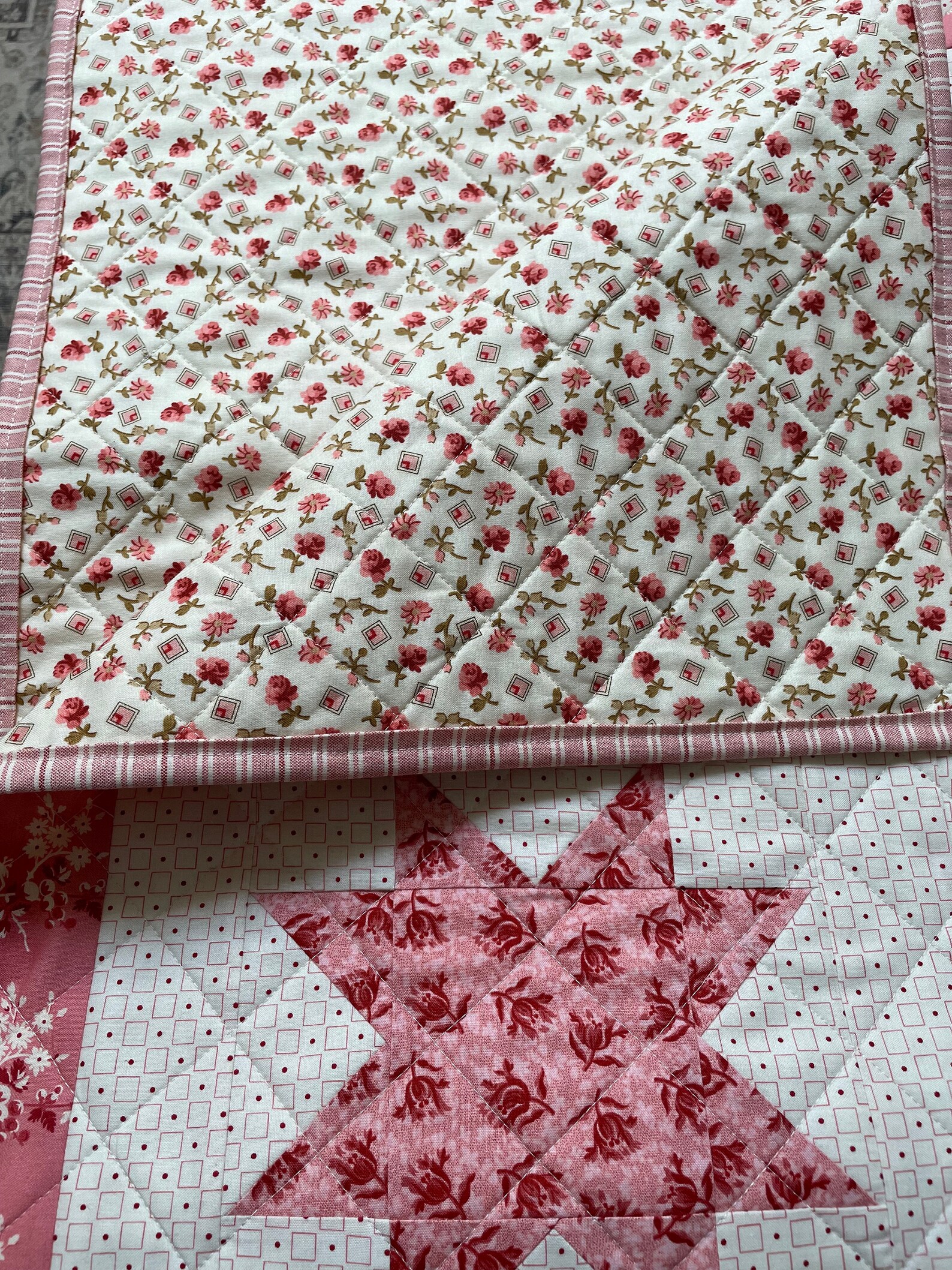 Baby Pink Patchwork and Star Quilt/baby Pink Quilt/baby Star Quilt