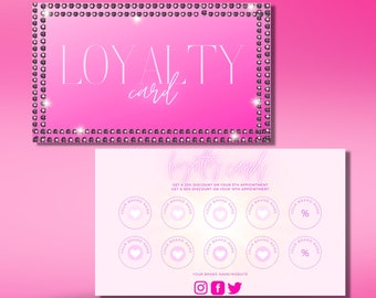 Cartões editáveis de fidelidade do cliente | Avaliação do cliente DIY Boutiques Cabelo Lash Tech Nails Maquiagem Cosméticos Cílios Estilistas Salões Canva