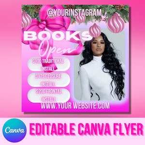 Holiday December Christmas Flyer | DIY Social Media Instagram Boutiques Hair Lash Tech Nails MakeUp Cosmetics Lashes Stylist Salons Canva