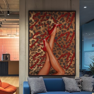 Leopard Wall Art Trendy Wall Art Red Stilettos Poster Leopard Poster Fashion Wall Art Vintage Leopard Wall Art Retro Wall Art