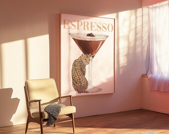 Espresso Martini Wall Art Cocktail Wall Art Bar Cart Wall Art Leopard Wall Art Leopard Wall Poster