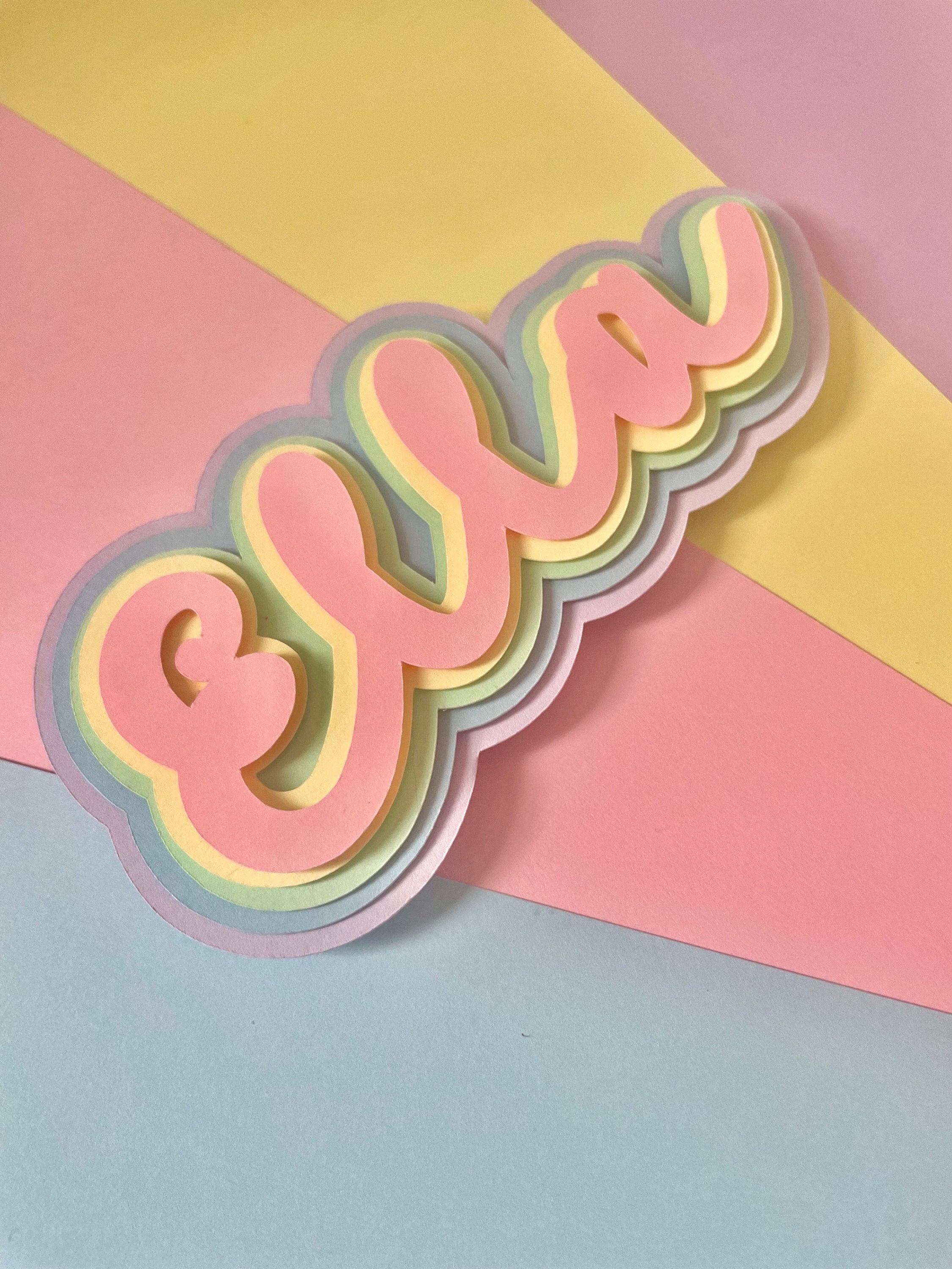 Buy PERSONALISED 3d Name Pastel Colour Rainbow Cake Topper Online in