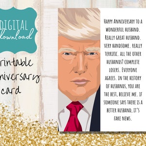 Tarjeta de aniversario IMPRIMIBLE, triunfo, divertido, digital, descargable, marido