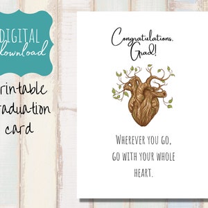 PRINTABLE Graduation card, graduate, high school, college, heart, downloadable, digital