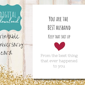PRINTABLE Anniversary card, for him, husband, funny, cute, downloadable, digital