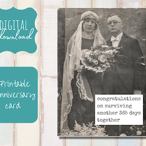 Tarjeta de aniversario IMPRIMIBLE, descarga instantánea, digital, descargable, divertida