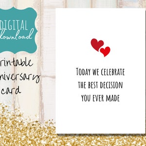 PRINTABLE Anniversary card, funny, snarky, sarcastic, for him, for her