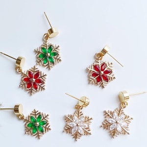 Snowflake Earrings, Holiday Jewelry, Christmas Earrings, Snowflake Drop Earrings, CZ Earrings, Lightweight Jewelry, Gifts for Her