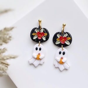 Geist Kürbis Ohrringe: Halloween Anhänger