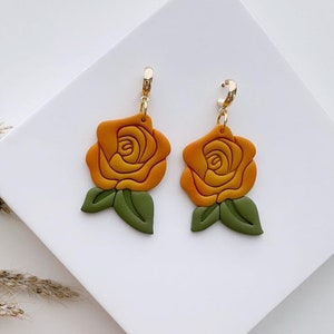 Herbst Ton Ohrringe, Polymer Clay Ohrringe, Handgemachte Blumen Ohrringe, Statement Ohrringe