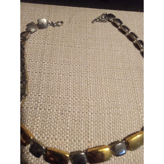 AK  Silvertone Modern Geometric Statement Necklace - image 4