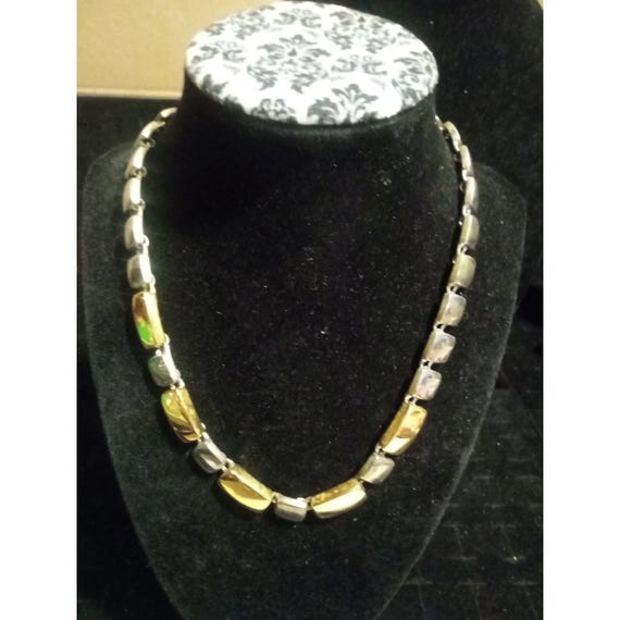 AK  Silvertone Modern Geometric Statement Necklace - image 1