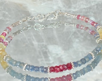 Mixed Sapphire and Silver Bracelet