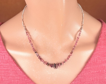 Tourmaline Chip and Silver Necklace