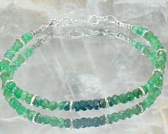 Mixed Emerald and Silver Bracelet #2