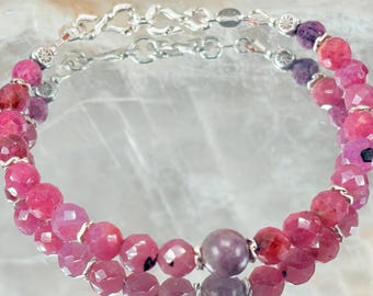 Mixed Ruby and Silver Bracelet #2