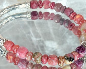 Tourmaline and Silver Stretch Bracelet