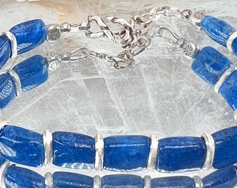 Blue Apatite and Silver Bracelet #1