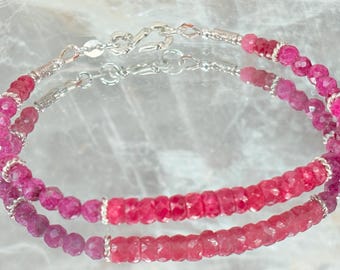 Mixed Ruby and Silver Bracelet #1